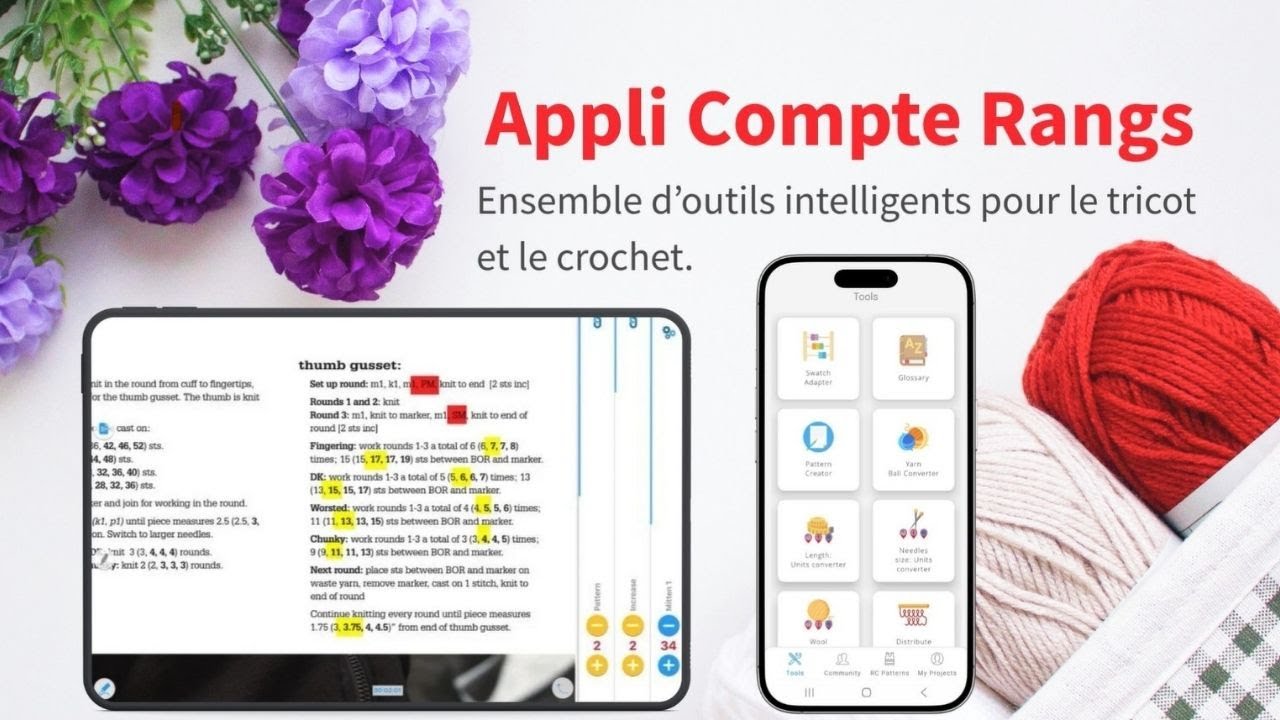 Appli de Tricot & Crochet Compte Rangs - Pr&eacute;sentation