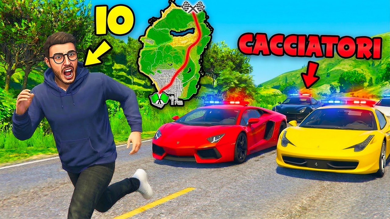 Scappo ATTRAVERSO tutta LA MAPPA di GTA 5 dai CACCIATORI!