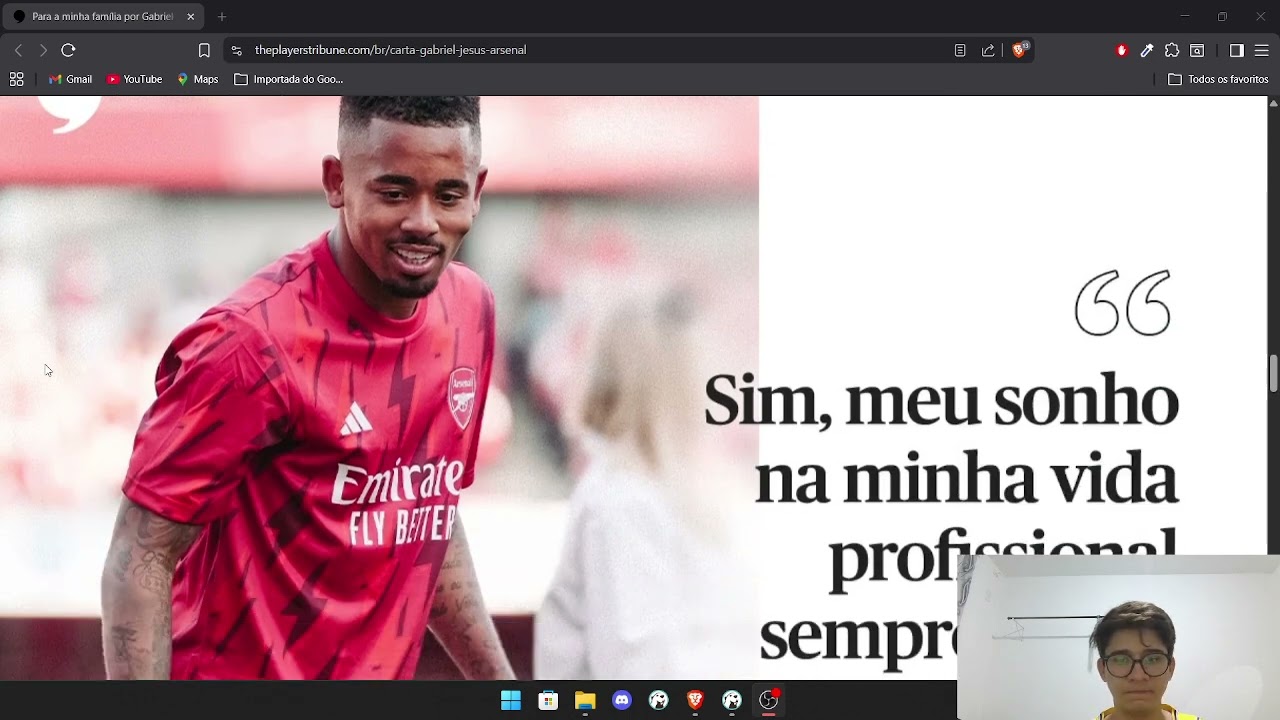 Carta de Gabriel Jesus - PARA A MINHA FAMÍLIA