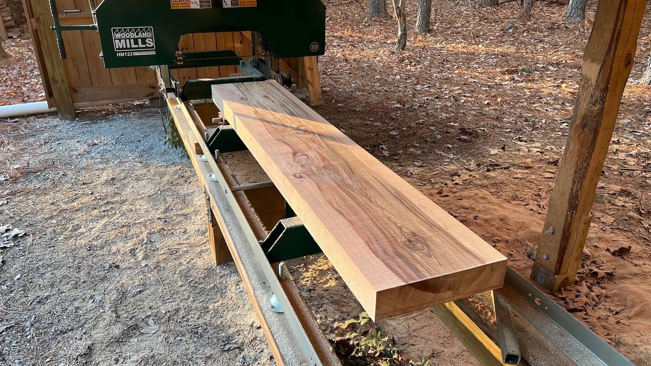 Getting the Big Beech on the Woodland Mills HM122 Sawmill - Rustic Outdoor Bench, Part 3
