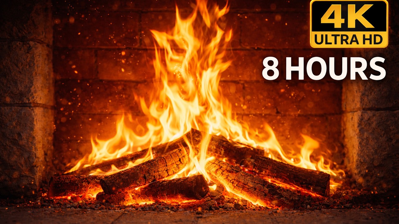 Cozy Fireplace 4K 🔥 7 Hours of Real Fire & Crackling Sounds
