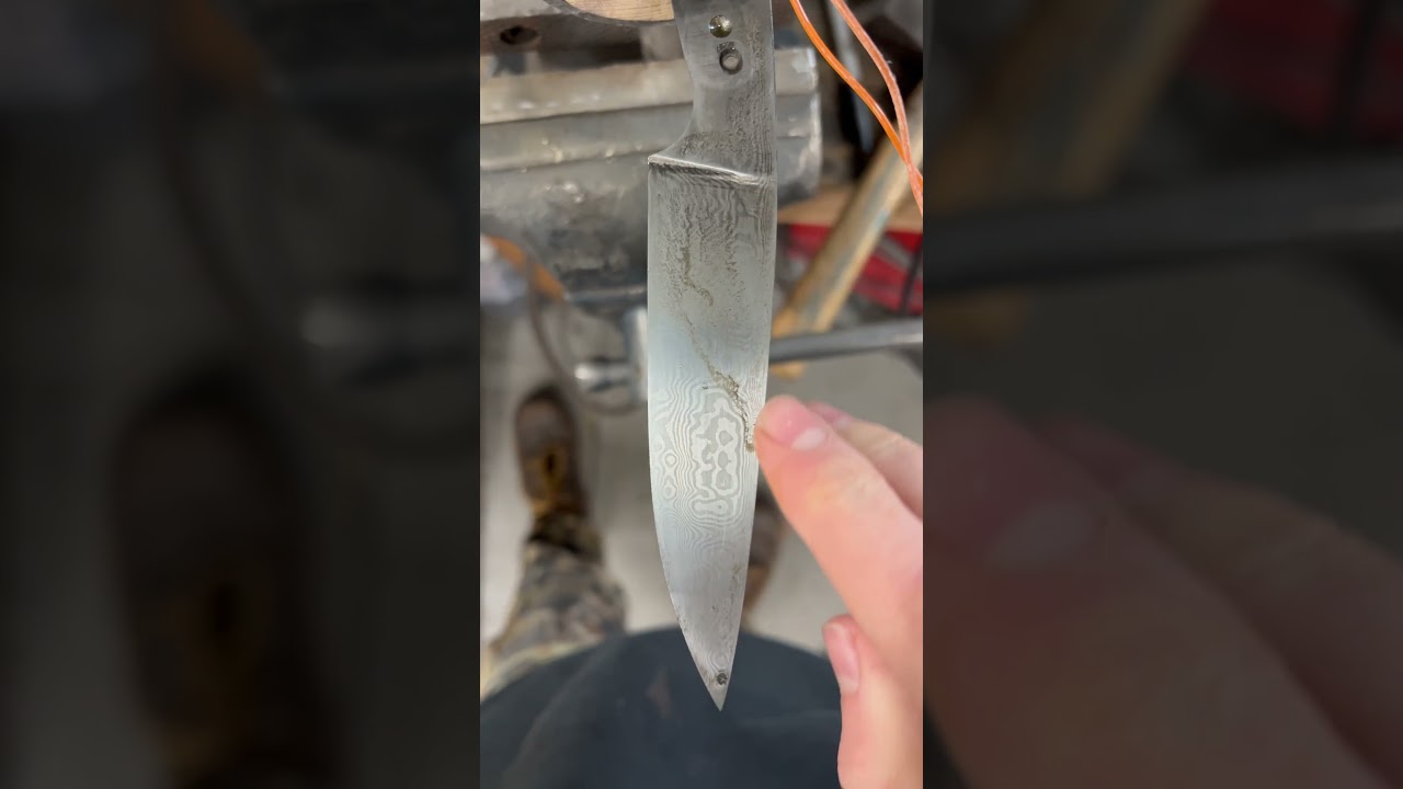 Damascus knife etching tip! #damascusblade
