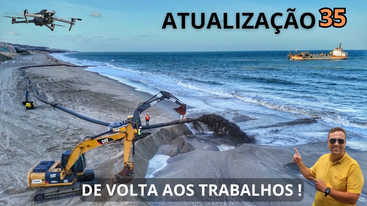 Atualização 35 - Engorda da Praia de Ponta Negra - DRAGA VOLTA OPERAR E ASA DELTA FAZ O SHOW A TARDE