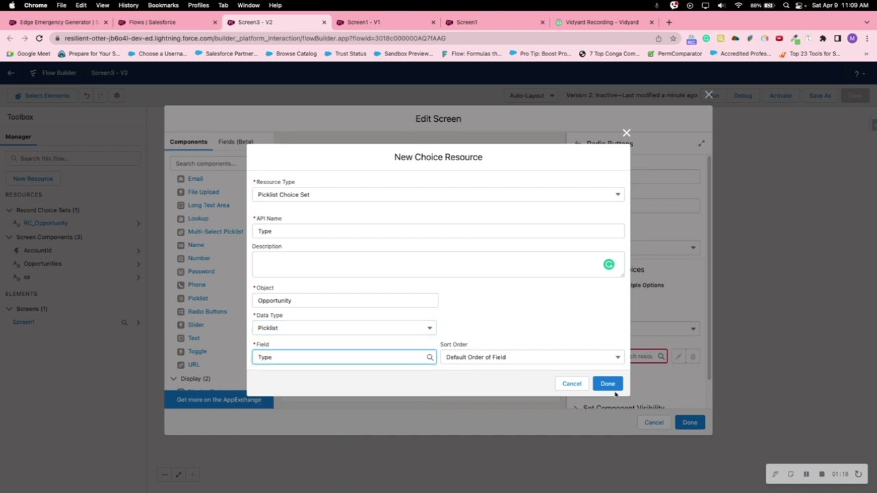 How to use or create Radio Buttons on Screen Flow