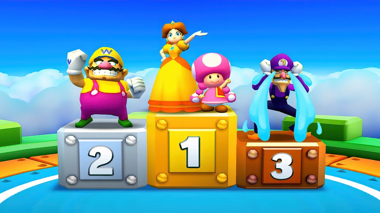 Mario Party Star Rush Minigames - Daisy Vs Toadette Vs Waluigi Vs Wario (Master CPU)