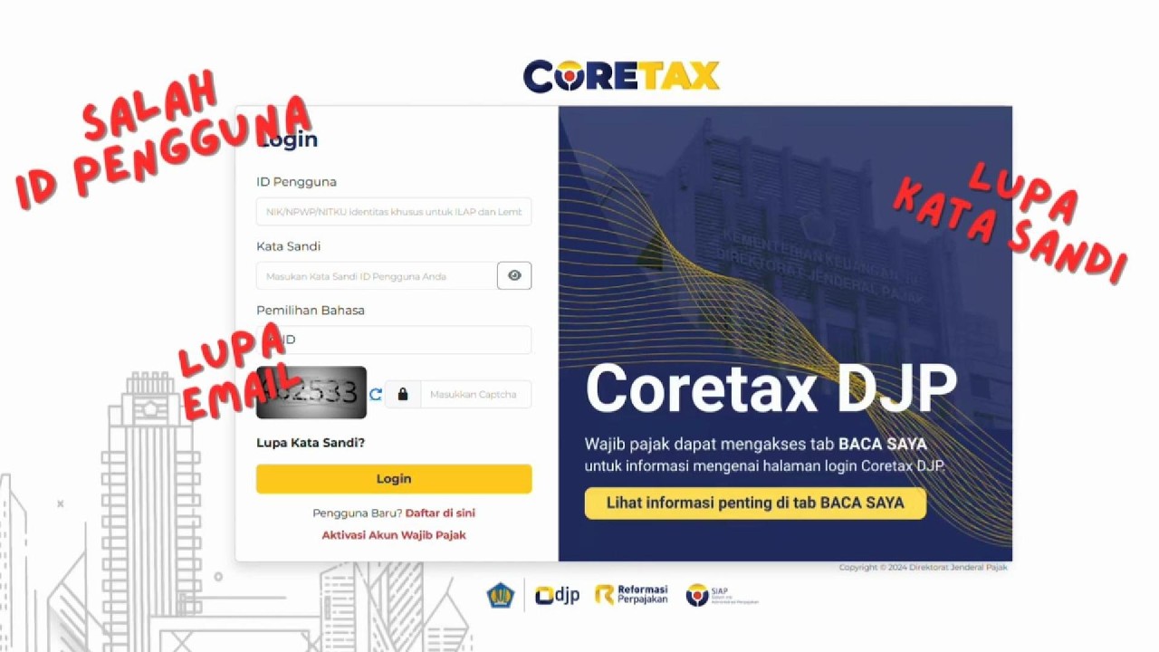 Tutorial Mengatasi Lupa Password, Lupa Email, dan Salah ID Pengguna Pada Coretax | Kelompok 10