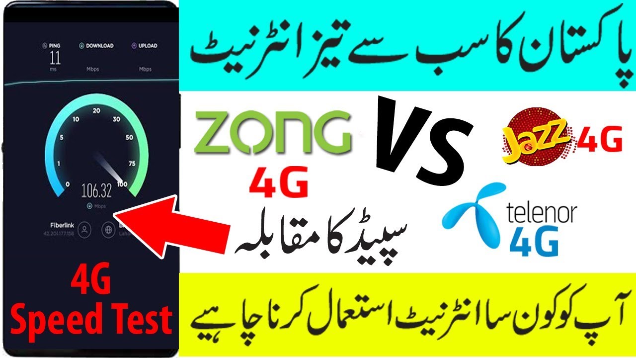 internet speed test | Zong 4G Vs Jazz 4G Vs Telenor 4G Speed test