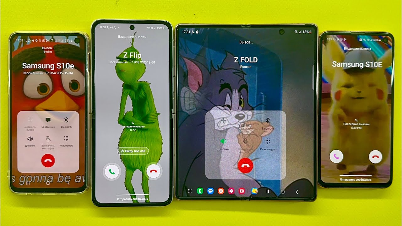 Incoming & Outgoing Call Four Samsung Z Flip3 +Z Fold4+ S10e