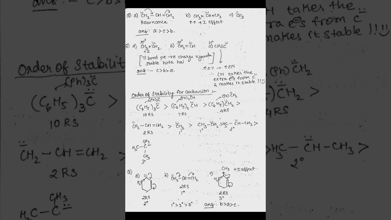 Reaction Intermediate - Carbanion | GOC | Handwritten Notes | JEE NEET Boards