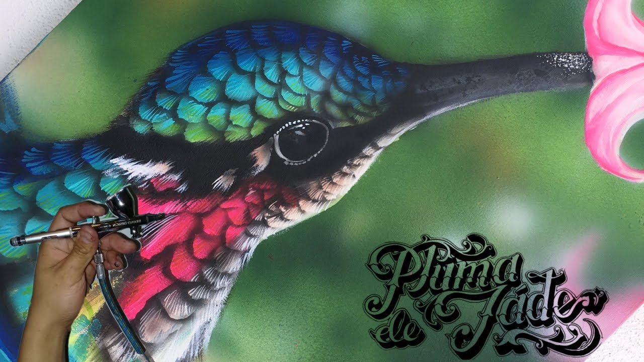 Pintando un colibri (pluma de jade) painting a hummingbird