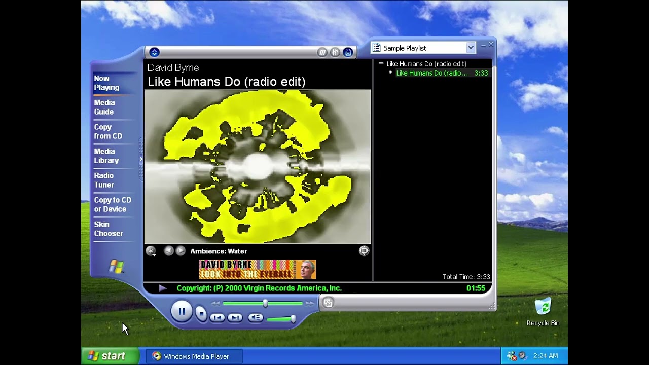 It's 2001 and you are listening to Like Humans Do (radio edit) on a fresh install of Windows XP