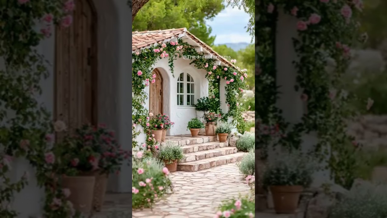 Would you live in this little white, romantic cottage? Shabby chic cottage home 