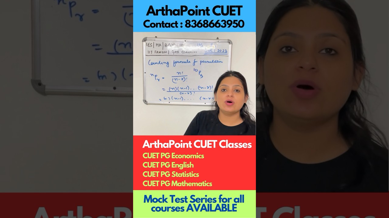 Counting Formula For Permutation | CUET PG Statistics #cuetpg2024 #cuetpgstatistics #arthapointcuet