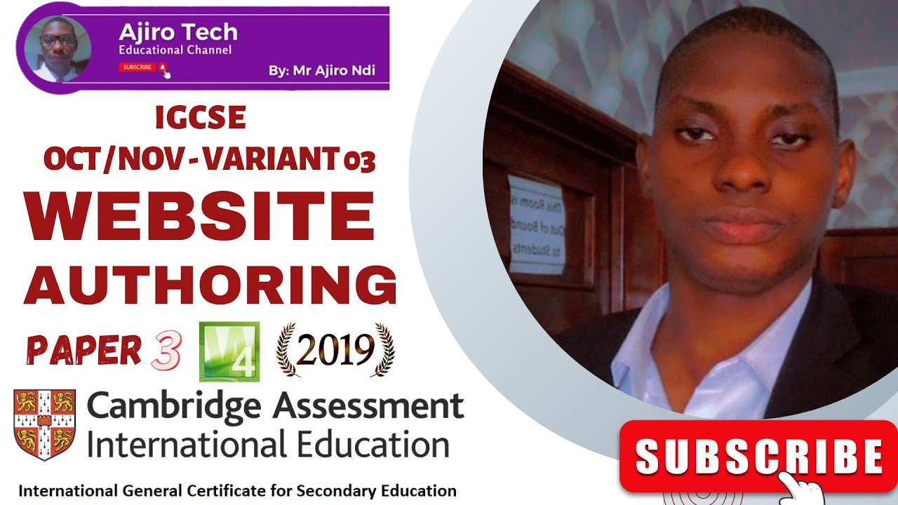 IGCSE ICT (0417/0983) Paper 3 Website Authoring October November 2019 Variant 03