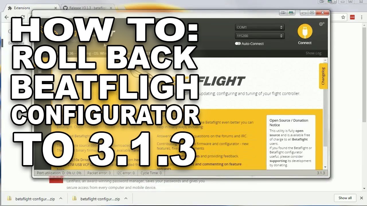 How to roll back BetaFlight configurator to version 3.1.3
