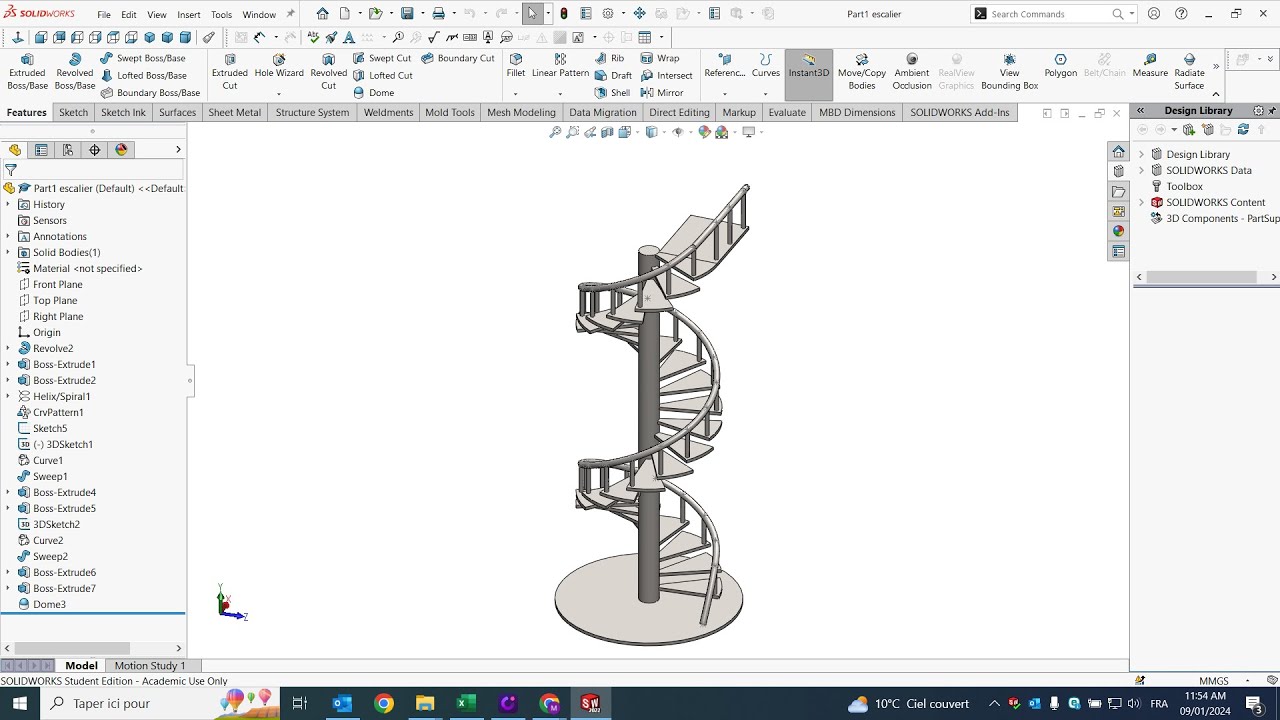 SOLIDWORKS: Escalier métallique Hélicoïdal