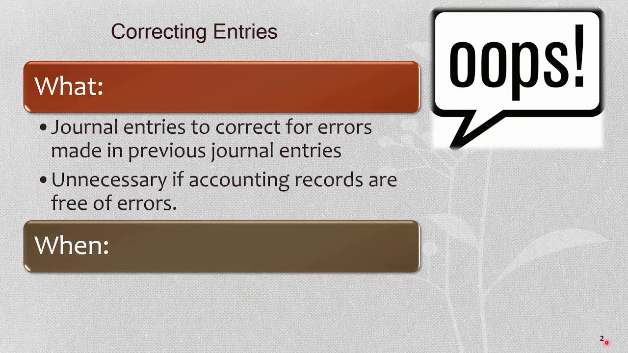 Correcting Journal Entries