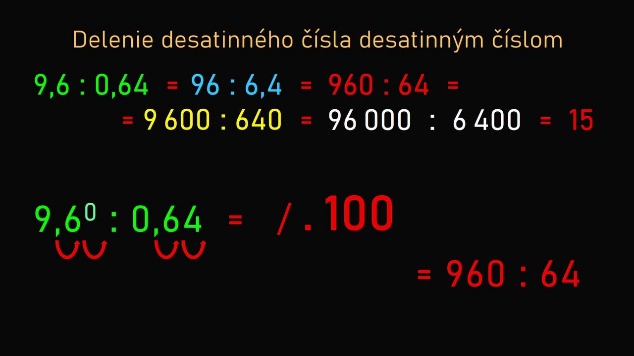 Delenie desatinného čísla desatinným číslom