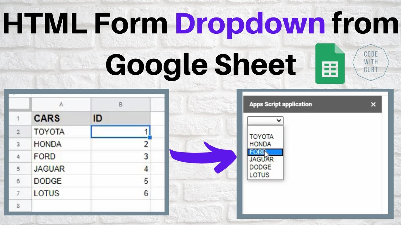 Create an HTML Form Dropdown from a Google Sheet using Google Apps Script
