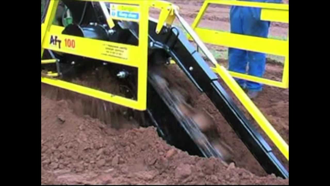 Tractor mounted trencher with spoil conveyor AFT 100  