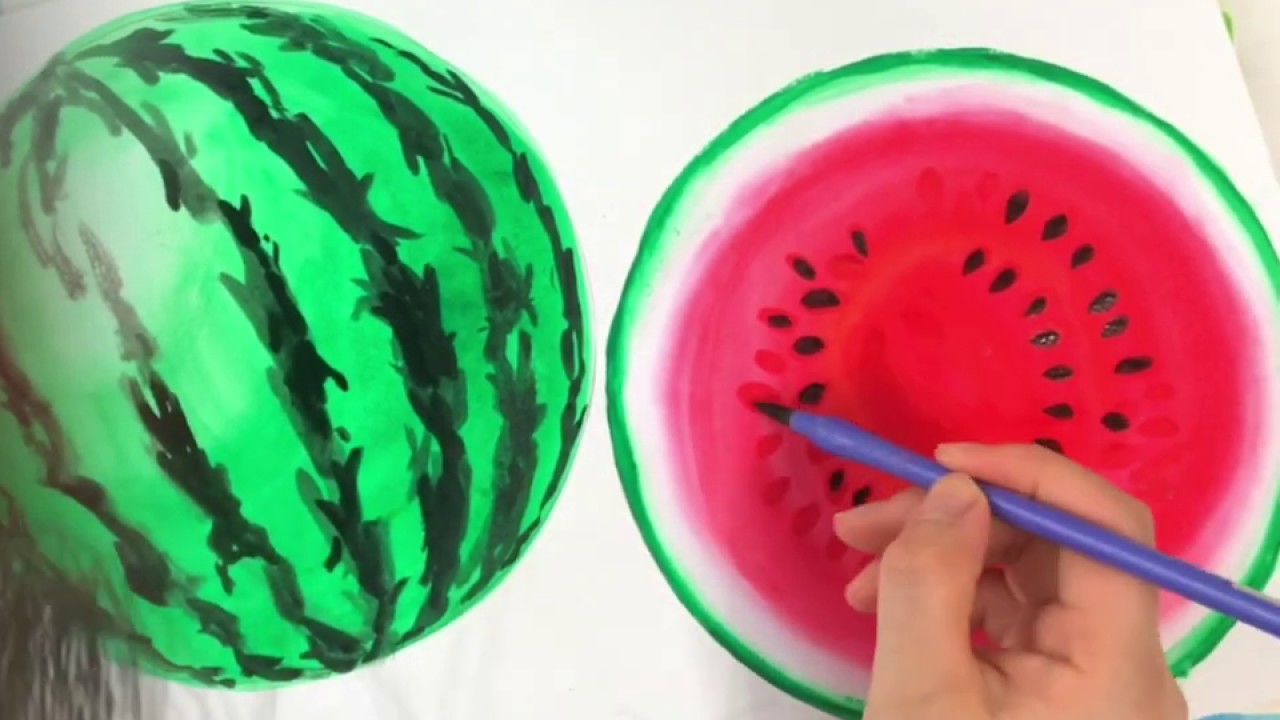 小学生でも描ける、超簡単❗️リアルな西瓜