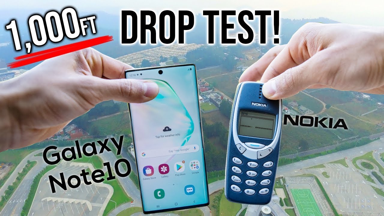 Samsung Galaxy Note 10 Drop Test from 1000FT VS Nokia 3310 - in 4K