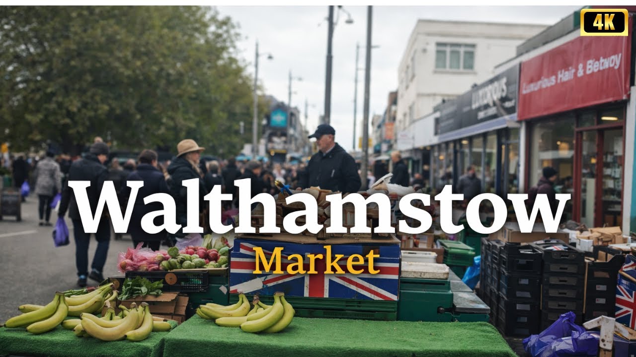 WALTHAMSTOW High Street & Open Market, East London Walk Tour, 4k HDR