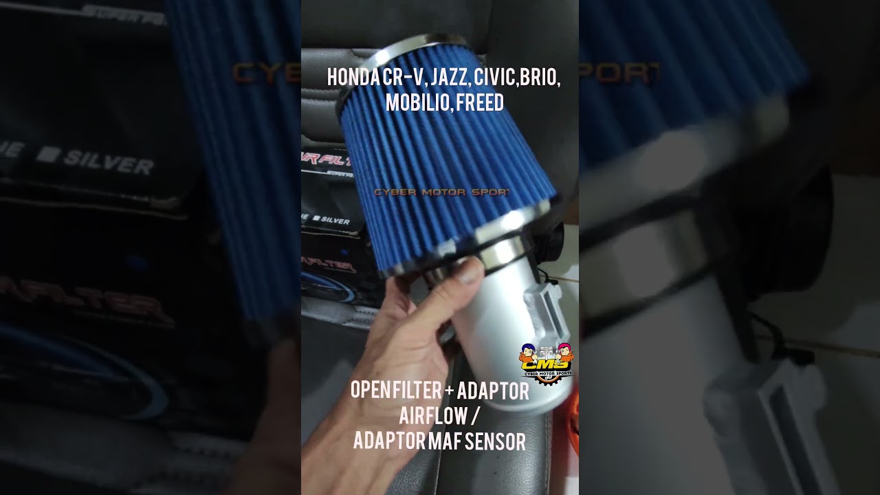 Paket open filter racing plus pipa intake adaptor airflow / dudukan maf sensor mobil honda