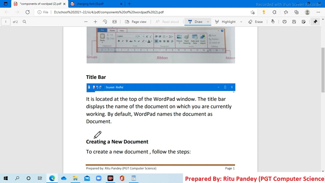 COMPONENTS OF WORDPAD