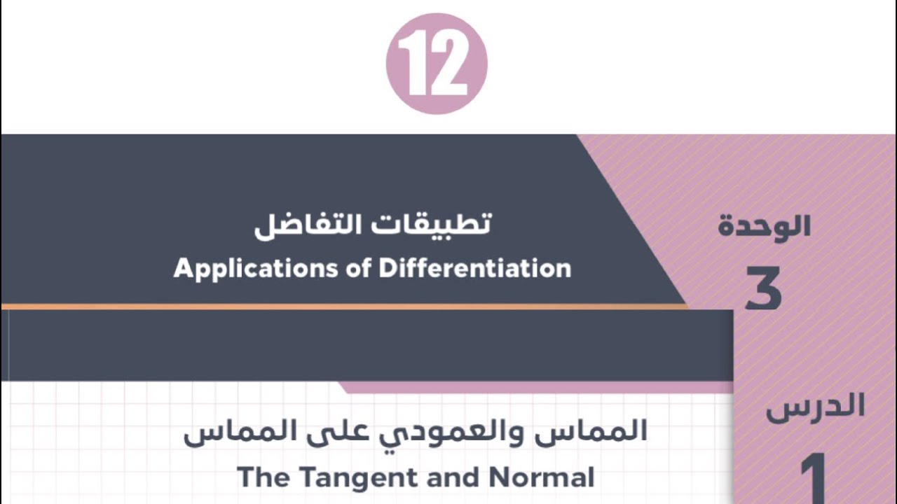 توجيهي أدبي - حل اسئلة على درس المماس - ج 1