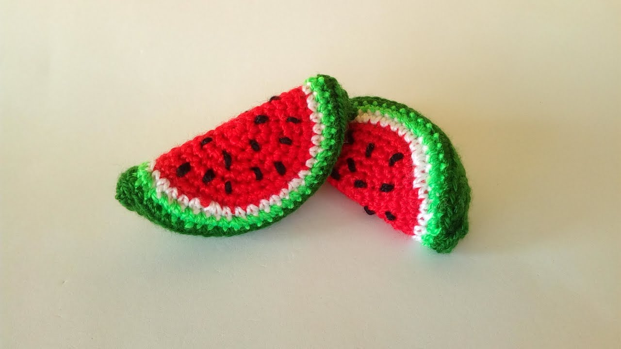 Anguria Portachiavi Uncinetto Tutorial 🍉 Keychain Watermelon Crochet - Sandia Llavero Crochet
