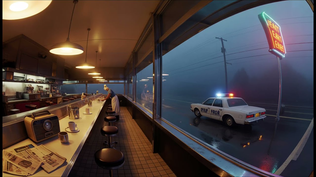 Midnight at the Forgotten Diner | 3 Hours of Ambiance & Wind Sounds