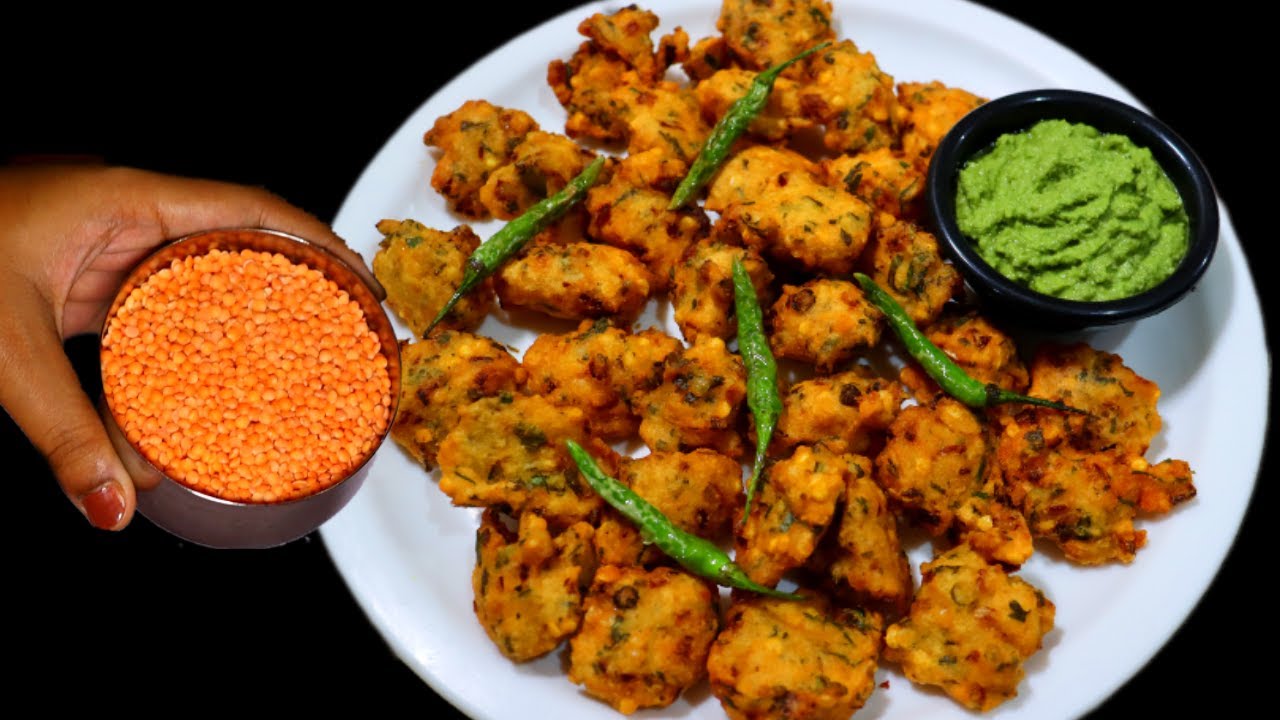 कुरकुरे लाल मसूर दाल पकौड़े | Masoor Dal Pakoda Recipe | Masoor Dal Ke Crispy Pakoda   Red Lentil
