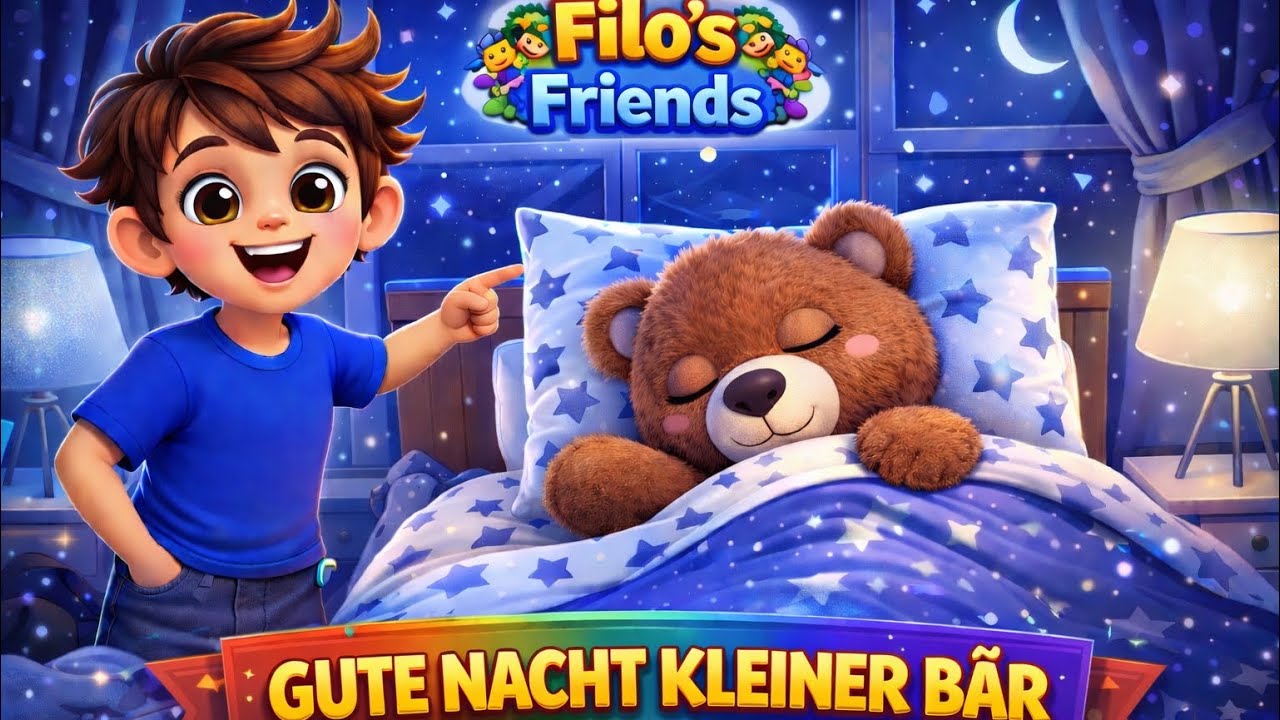 KinderLieder - Gute-Nacht-Video für Kinder 🌙 | Schlaflied mit Teddybär (Deutsch)