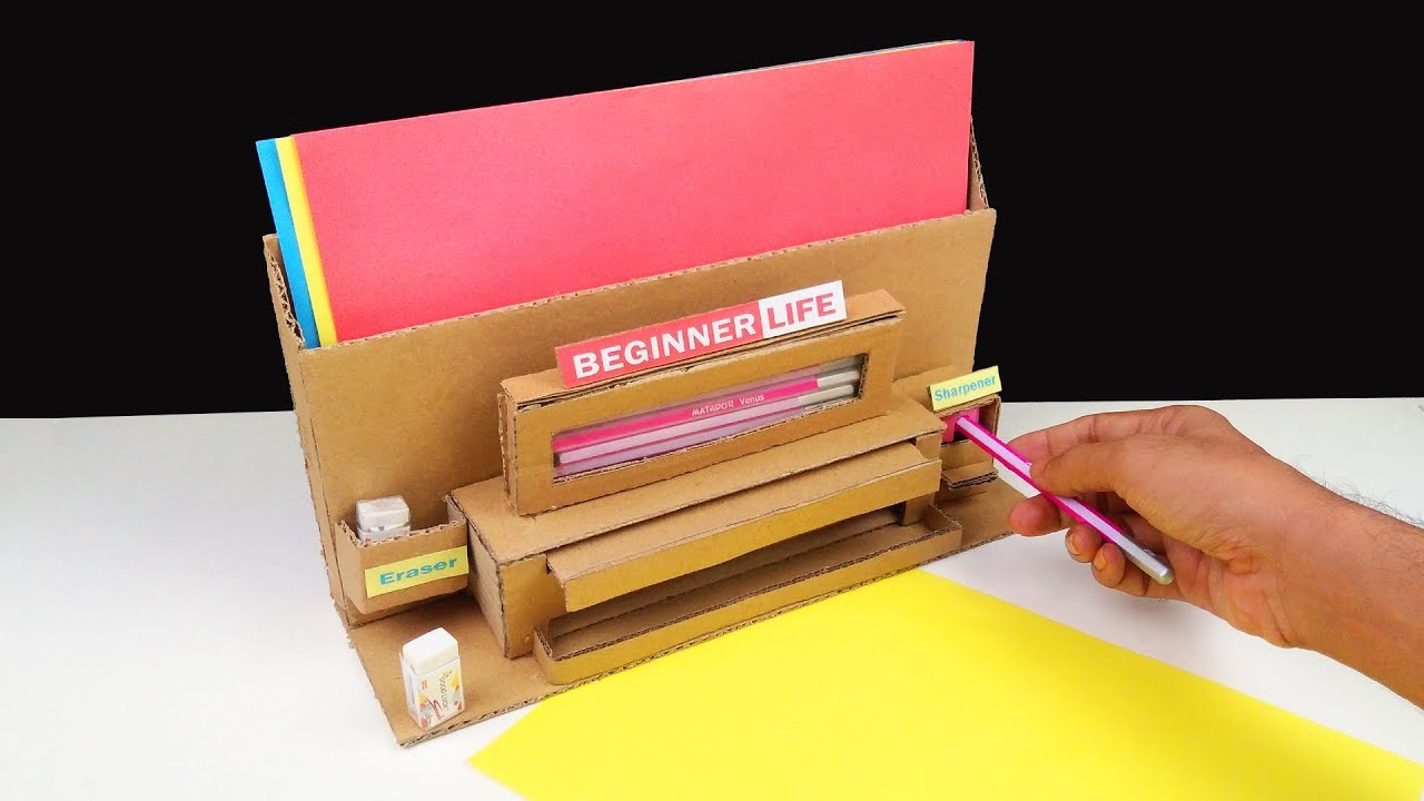 How to make a Pencil Sharpener Dispenser Machine for SCHOOL - DIY Pencil Dispenser Machine