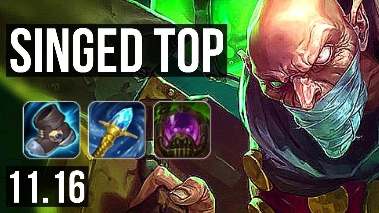 SINGED vs HEIMERDINGER (TOP) | 3/0/11, 1000+ games, Rank 8 Singed | KR Master | v11.16