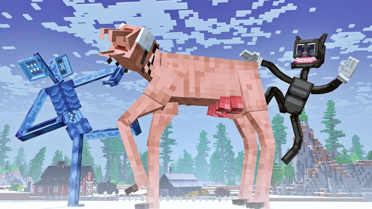 CARTOON CAT Vs BIG CHARLIE Vs SIREN HEAD NO MINECRAFT !!