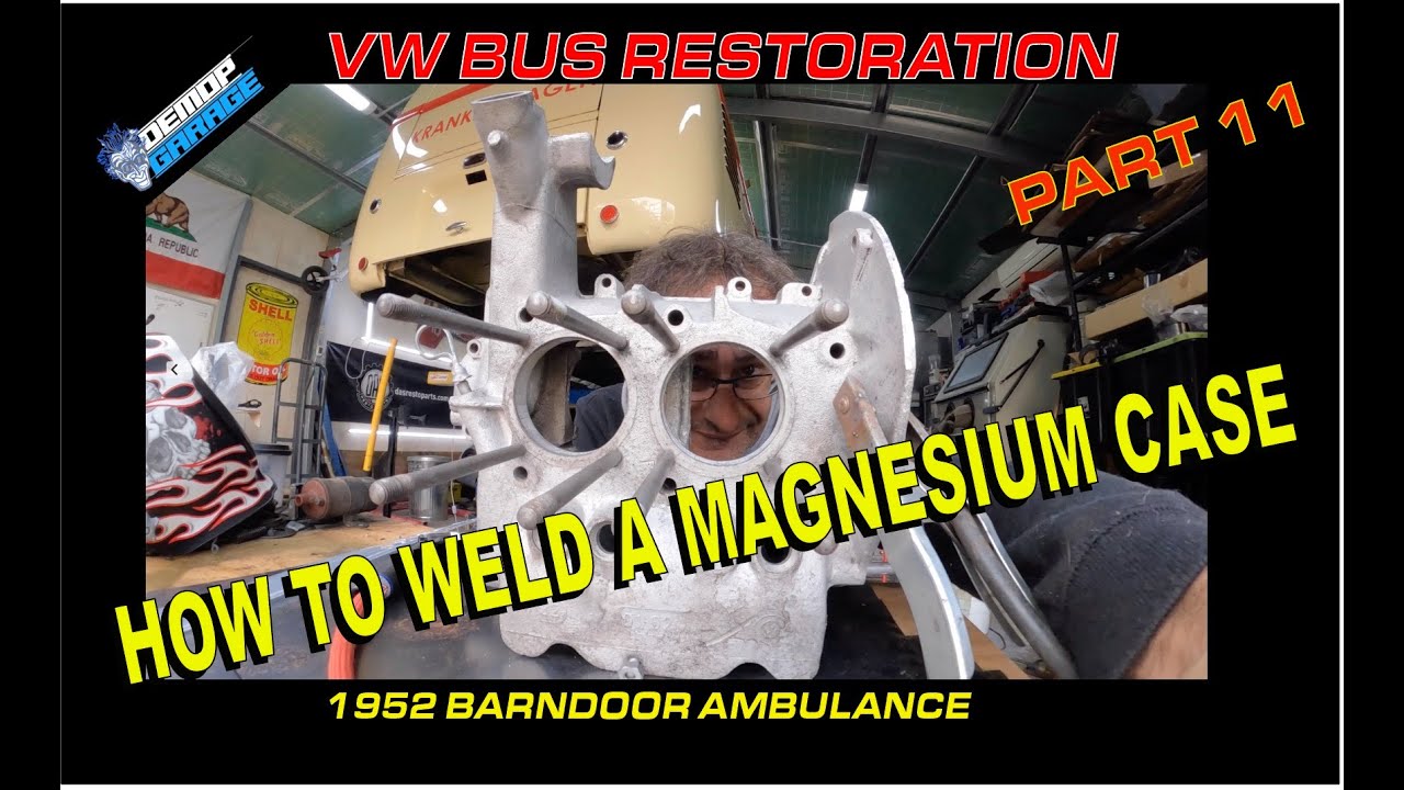 Rebuilding a 1952 barn door ambulance // How to WELD MAGNESIUM vw engine case #barndoor