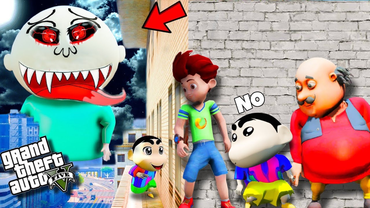 GTA5: Evil Masao Kidnaped Shinchan,Franklin,Kicko Play Mario Ramp with Motu & Patlu
