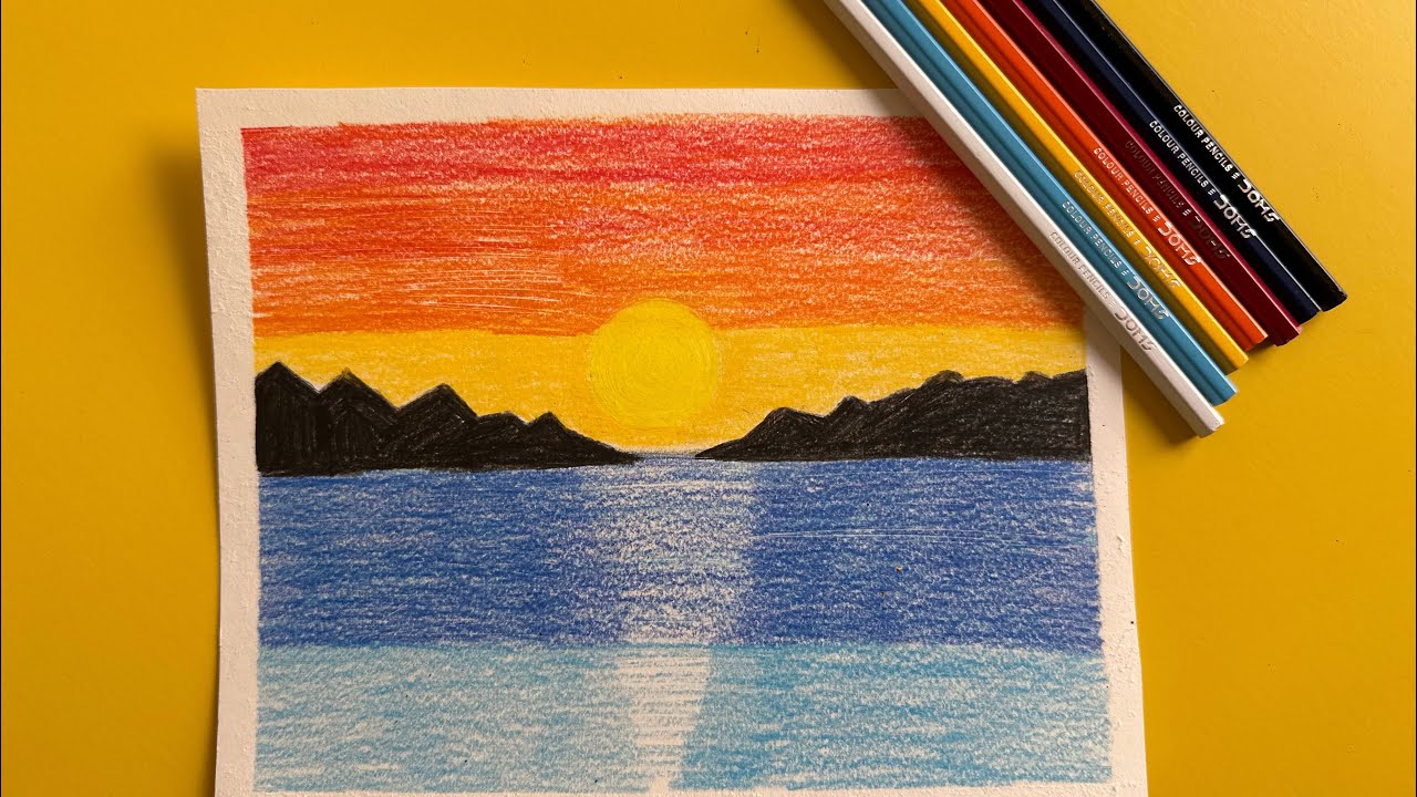 Easy Seaside Drawing | Color Pencil Art #colorpencil #scenerydrawing #artforbeginners #seaside 