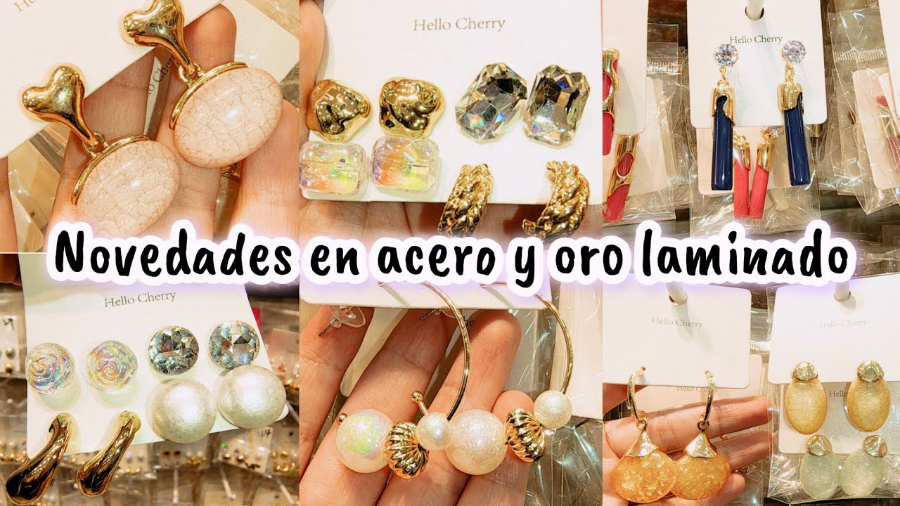 Nueva tendencia en aretes y accesorios de bisutería en acero y oro laminado #nayech 