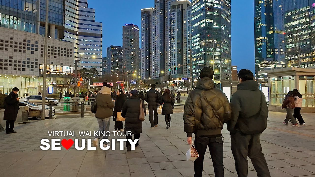 Seoul Evening Walk, Yongsan District, Seoul, South Korea, Travel, 4K