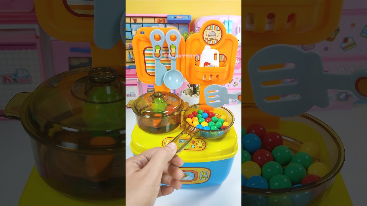 Yellow Kitchen Cooking Set Toys, Satisfying With Unboxing ASMR Videos