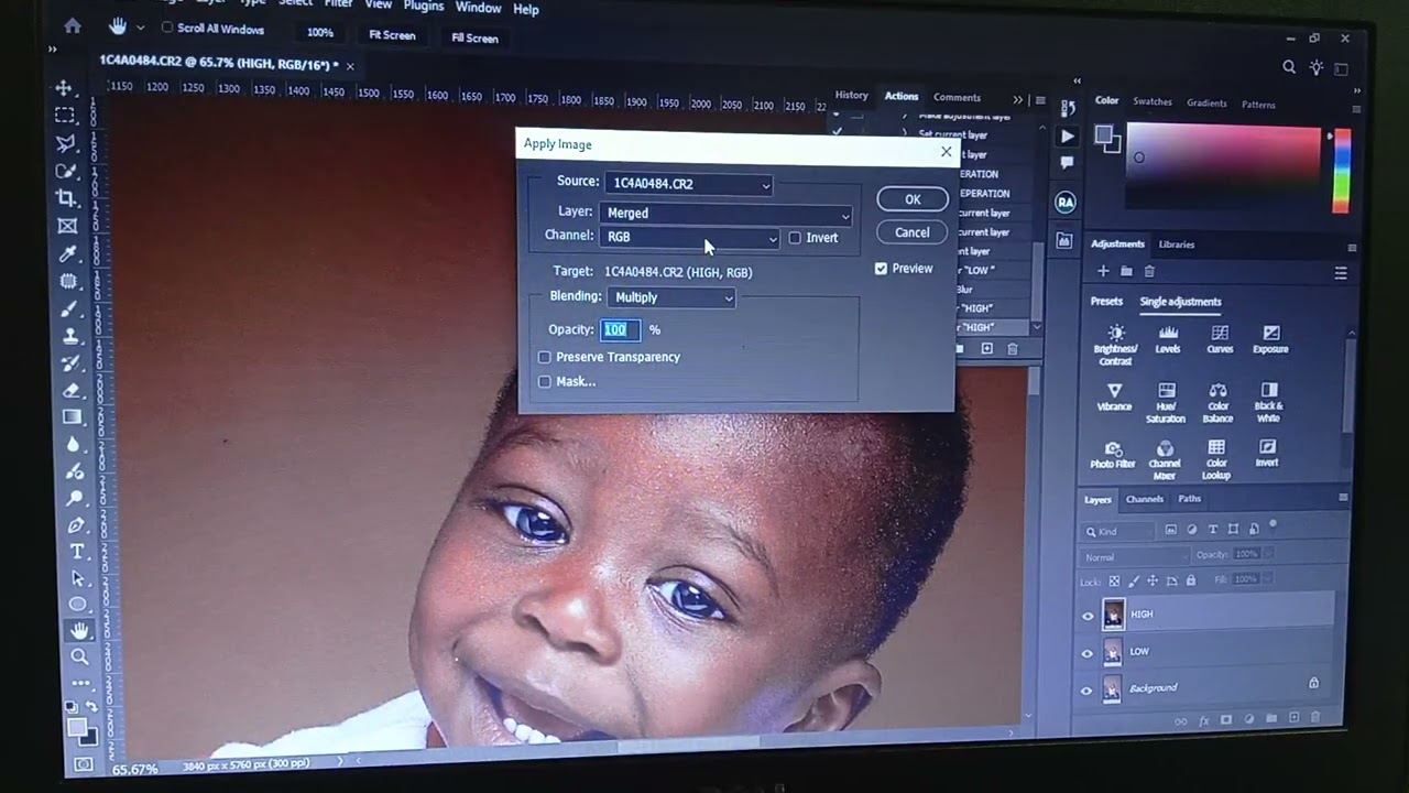 How to create frequency separation action 