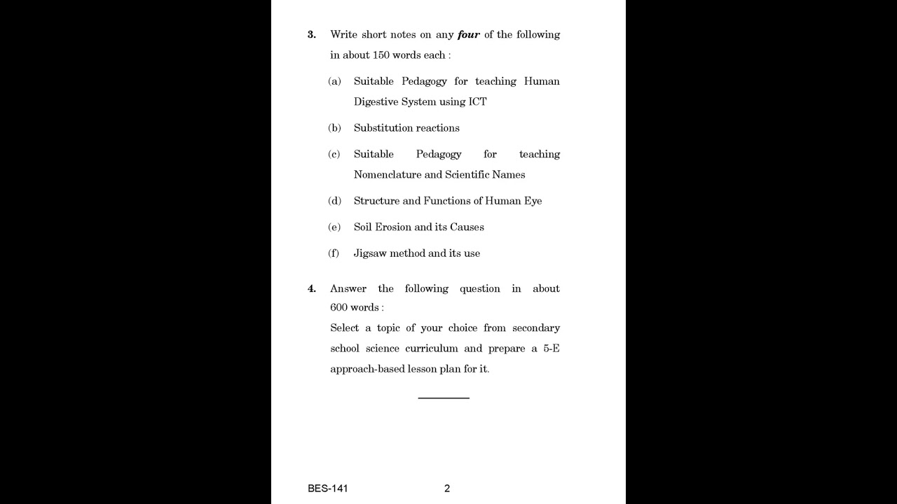 BES - 141      December 2022 Question Paper
