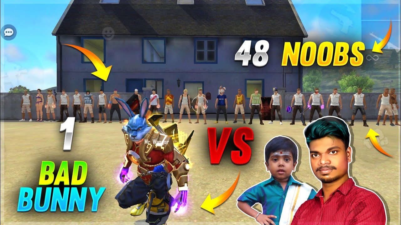 😡🤣மணிக்கூண்டின் 🙈1 BAD BUNNY VS 48 NOOBS PLAYING FUNNY TRUTH OR DARE GAMEPLAY - GARENA FREE FIRE