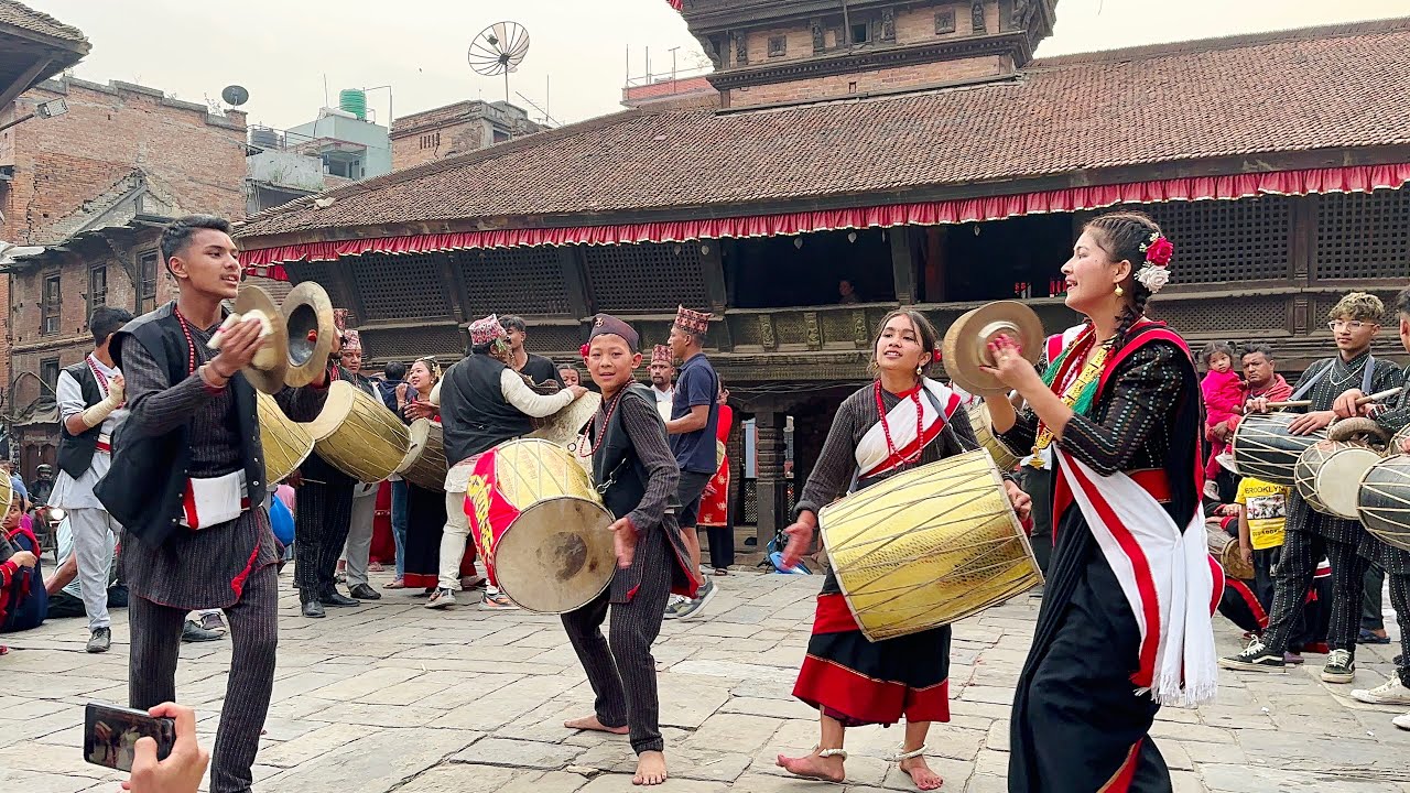 Energetic dhime dance at Dattatreya Square | Biska Bhaktapur | Yatra Nepal |
