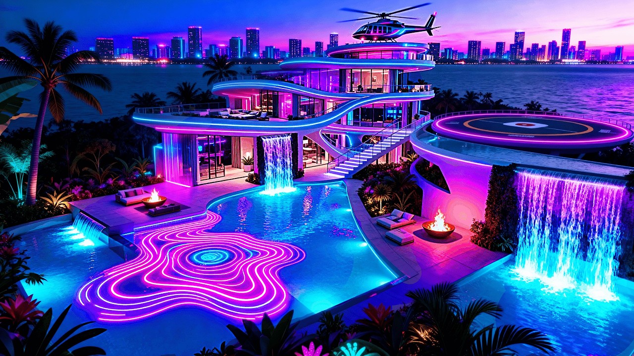 😱 Inside a CYBER TROPICAL Paradise Mansion – Futuristic Jungle Luxury Home ((4K Ultra HD))