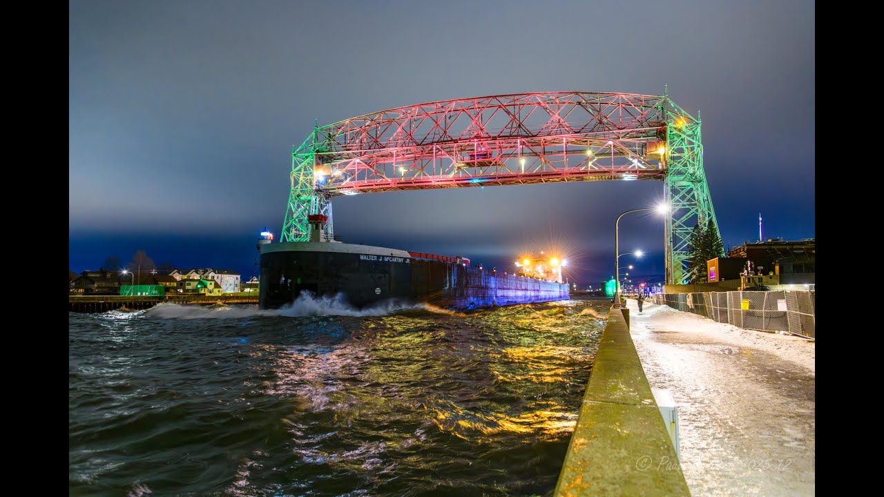 Drenched on Christmas! Baptism by the Walter J McCarthy departing Duluth with a BIG 