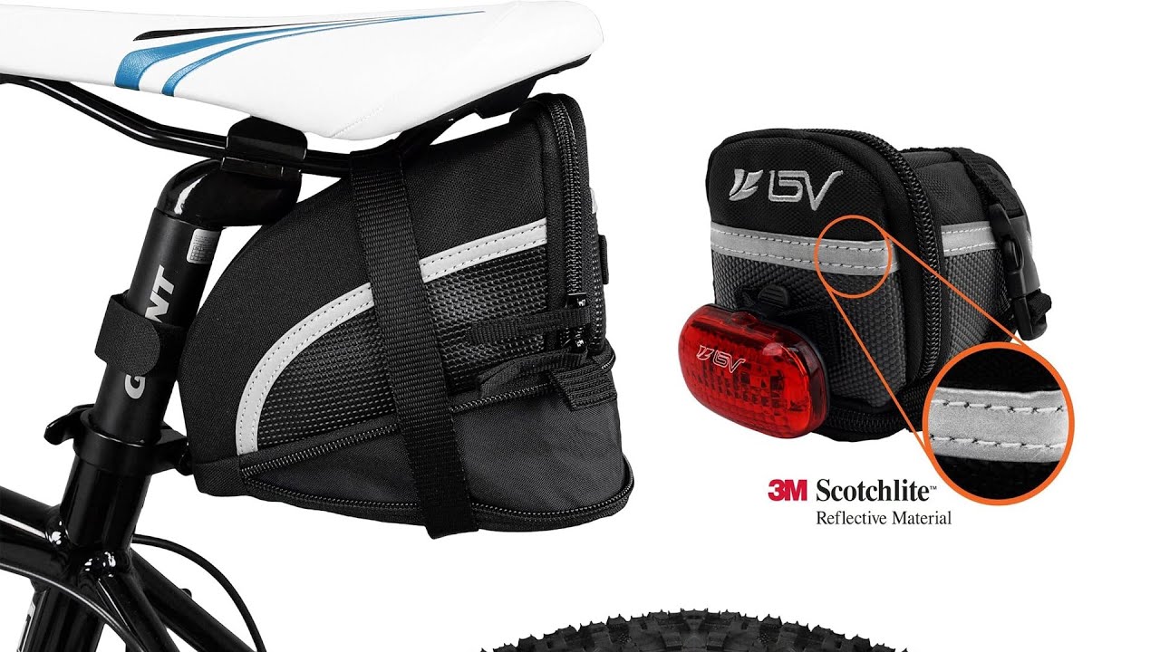 BV Strap-On Bike Bag with Reflective Material - Capacious Saddle Bag with Seperate Divider